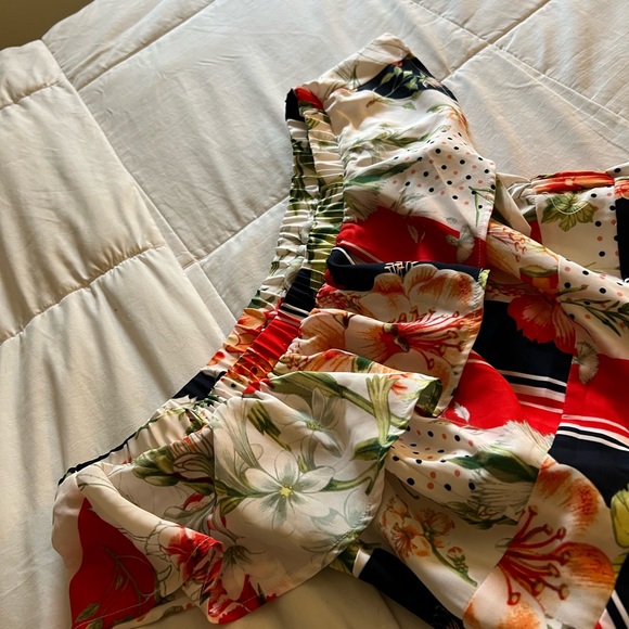 NWOT New York & Company, off the shoulder mixed print maxi dress - Picture 5 of 9